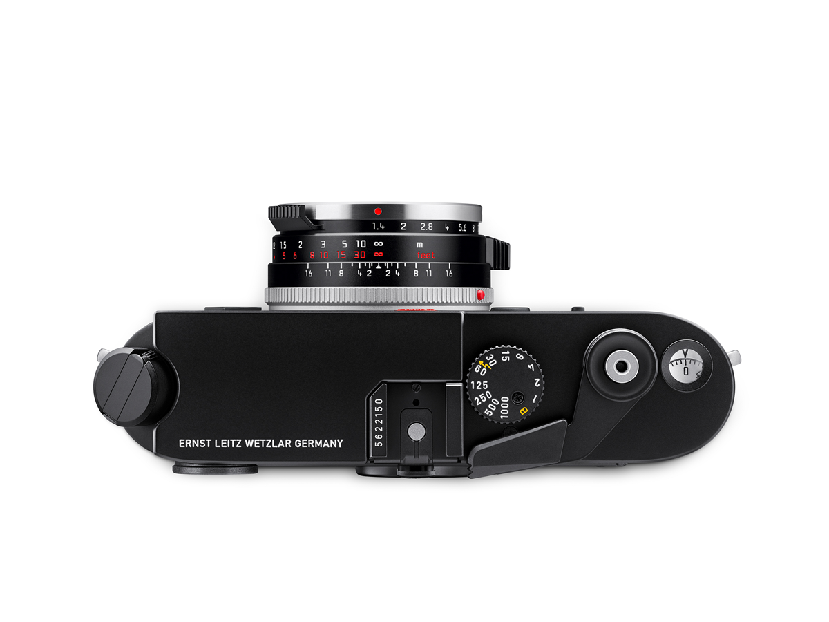 Top view of limited edition 35mm Leica Summicron attached to Leica M6 camera