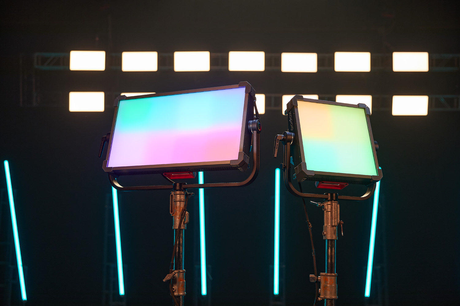 Godox P300R and P600R panel lights positioned in studio environment